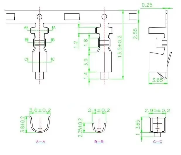 Nylon krimp pin za ženski konektor, raster RM3.96, tip VH3.96 — šifra 24191 | Kelco — slika 2