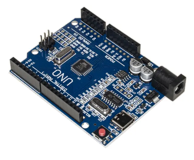 Arduino compatible UNO R3, ATMEGA328P, komunikacija preko CH340, bez USB kabla, sa USB-C konektorom — šifra 24195 | Kelco