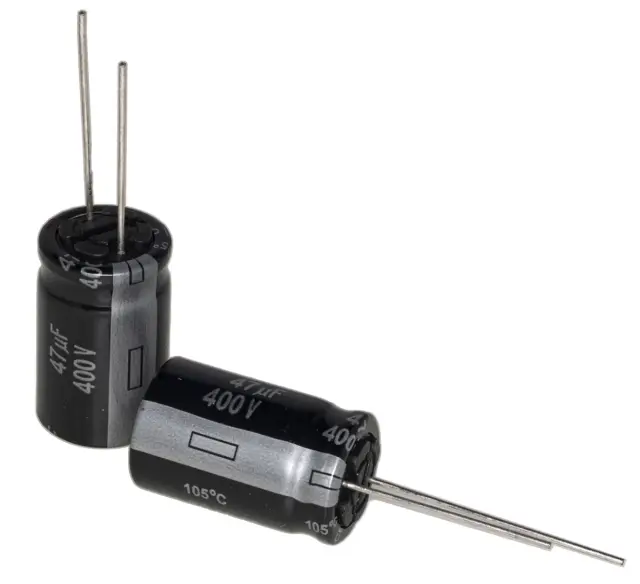 Elko, stojeći (RAD), 105°C, 47µF, 400V, 16x25mm, RM7, Panasonic, EEUEE2G470 — šifra 24272 | Kelco