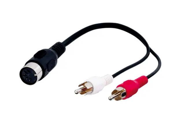 Kabl, Ženski DIN 5-polni na 2 X muški RCA, 20 cm — šifra 24284 | Kelco