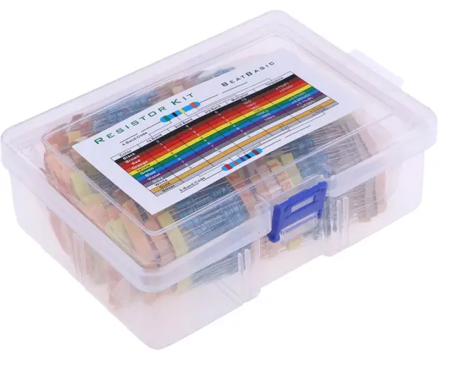 Set otpornika, 1/2W 1% Metlafilm, 110 vrednosti po 100 komada, 0.1R-2M2, 1100 komada, u kutiji — šifra 24383 | Kelco