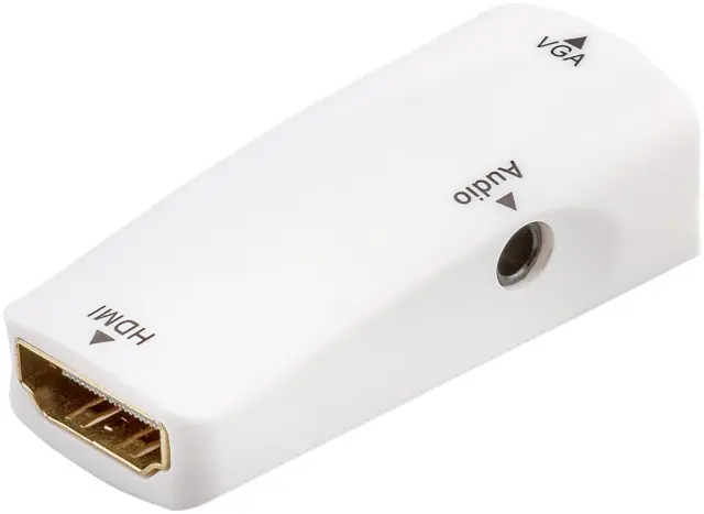 Adapter, Compact HDMI/VGA sa audio, HDMI žesnki na VGA ženski DSUB 15 HD — šifra 24517 | Kelco