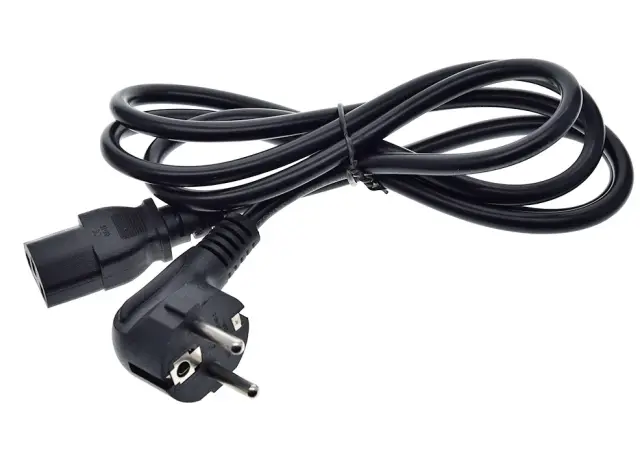 Kabl, H05VV-F0.75/3, EURO, mrežni, šuko muški ugaoni na C13 ravni, 1.5m, crni, VDE, 10A/250VAC, CN — šifra 24611 | Kelco