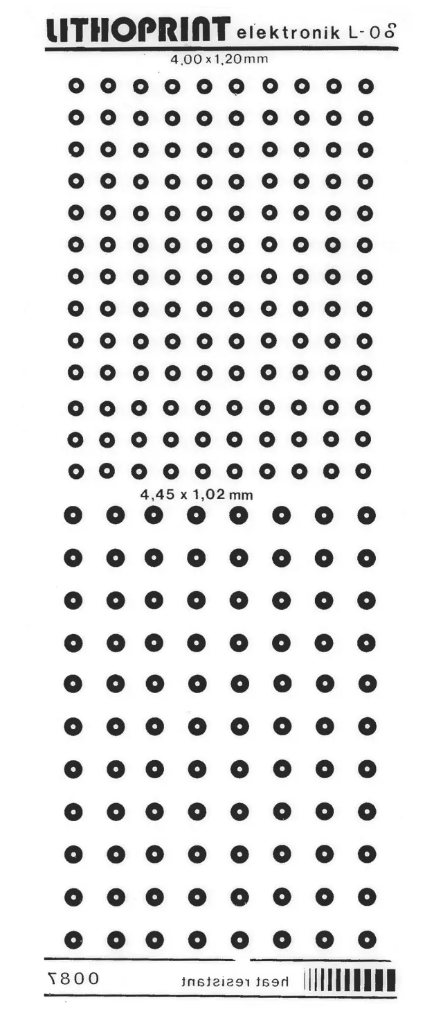 Letraset, tačke, 4.00X1.20mm i 4.45x1.02mm, lithoprint — šifra 1215 | Kelco