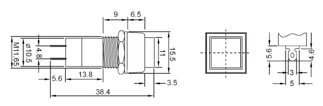 Taster, CRVENI, normal, 3A/125V, 12.4mm — šifra 4004 | Kelco — slika 2