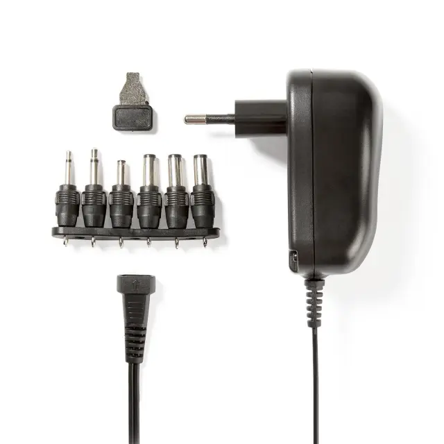 Adapter, 230VAC na 3-4.5-6-7.5-9-12V DC, 12W, univerzalni — šifra 4322 | Kelco