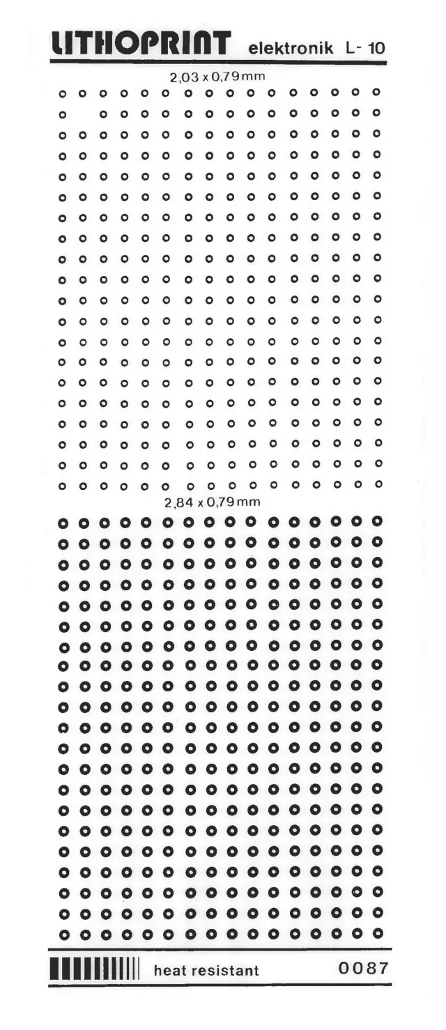Letraset, tačke, 2.03X0.79mm, lithoprint — šifra 6140 | Kelco