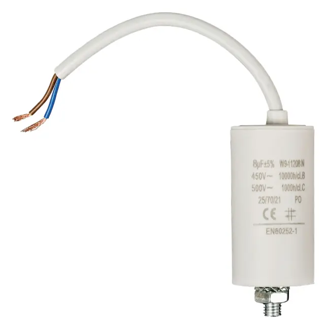 Kondenzator, 450V AC, 8µF sa kablom, 30x70mm — šifra 7070 | Kelco