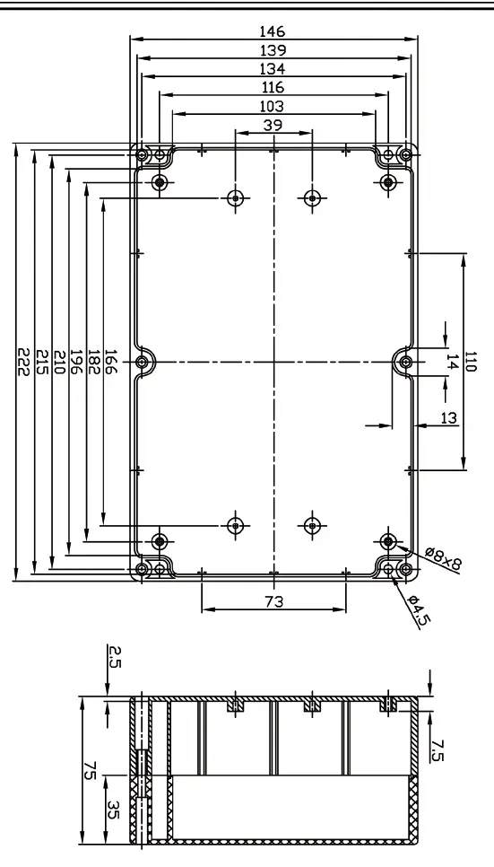 Kutija, ABS, siva, 222x146x75mm, IP65, waterproof — šifra 7105 | Kelco — slika 2