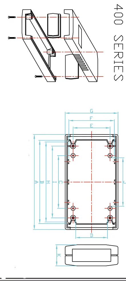 Kutija, ABS UL-94V0, siva, 90x50x24mm, IP54 — šifra 7629 | Kelco — slika 2