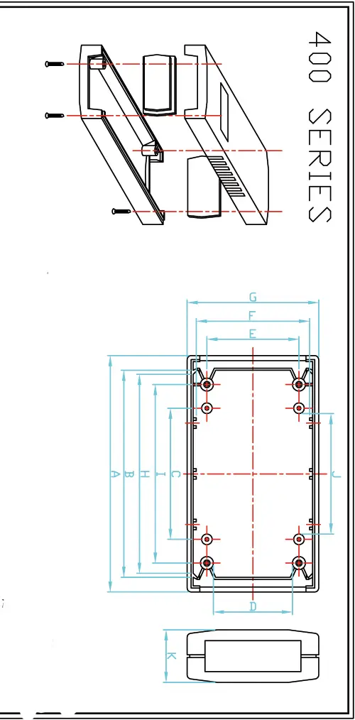 Kutija, ABS UL-94V0, siva, 120x60x40mm, IP54 — šifra 7632 | Kelco — slika 2