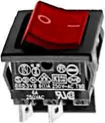 Prekidač, Wipp, crni, sa crvenom tinjalicom, ON-OFF, DPST, 250V AC, 10A, 22x19mm — šifra 7905 | Kelco