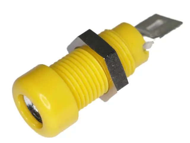 Buksna, 4mm, žuta, 30VAC/60VDC, 24A, CAT I — šifra 8351 | Kelco