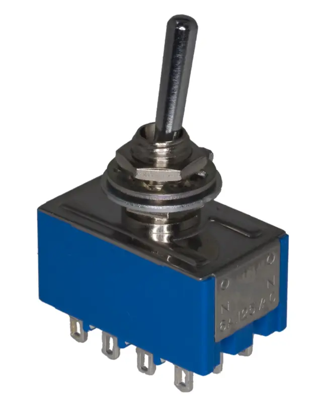 Prekidač sa ručicom, Miyama, Japan, ON-ON, 4PDT, 125V AC, 6A, Fi=5.5mm — šifra 8590 | Kelco