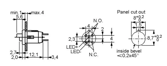 Taster, LDT10, 1 X ON, crveni, 50V/0.2A — šifra 9160 | Kelco — slika 2