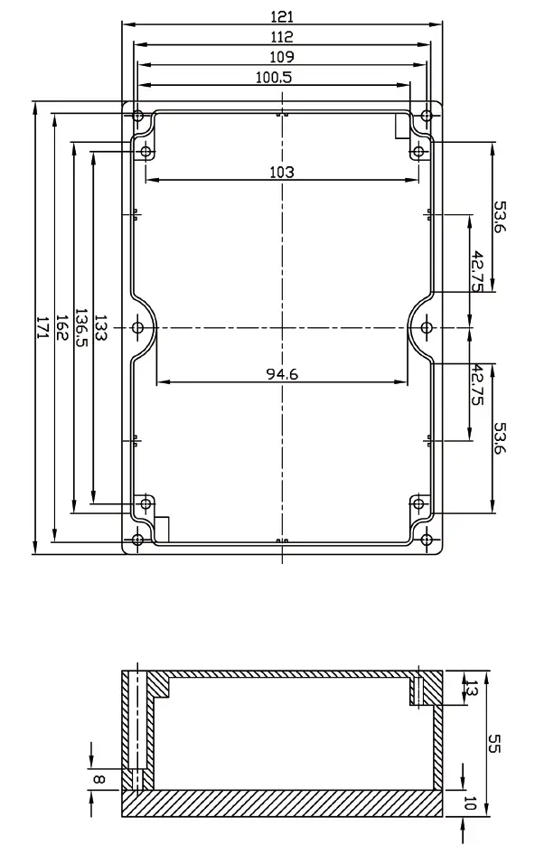 Kutija, aluminijumska, livena, 171x121x55m — šifra 9661 | Kelco — slika 2