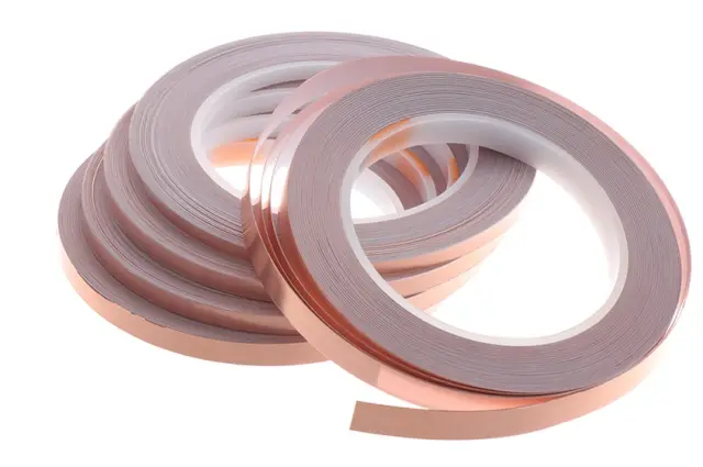 Bakarna traka, samolepiva, elektroprovodna, 5mm širine, 25 metara, 0.06mm debljina — šifra 20820 | Kelco