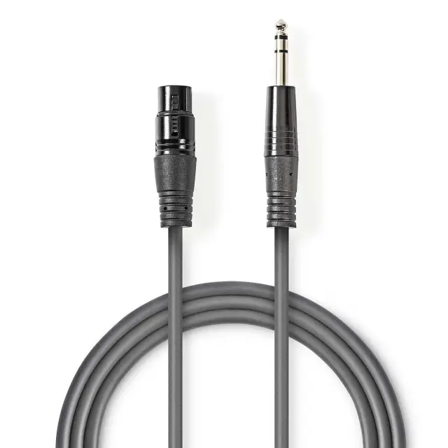 Balansirani audio kabl, 3 pin XLR ženski na muški 6.35mm stereo, 1.5 metar — šifra 22095 | Kelco