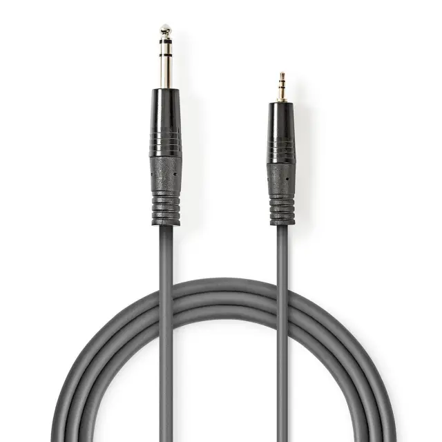 Kabl, audio, stereo metalni muški 6.3mm na stereo metalni muški 3.5mm, CU, 1.5 metara — šifra 19418 | Kelco