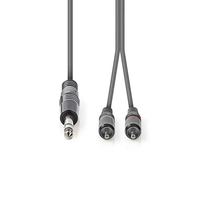 Kabl, audio, stereo metalni muški 6.35mm na 2 X RCA muški metalni, CU, 1.5 metara — šifra 21083 | Kelco — slika 2