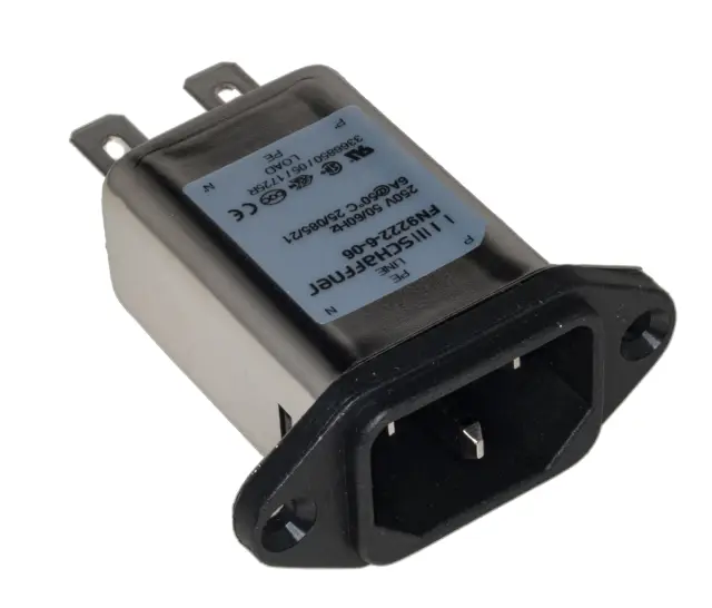 Mrežni filter sa EURO utičnicom, Schaffner IEC filter, FN 9222, montaža na panel, 250V/6A — šifra 24412 | Kelco