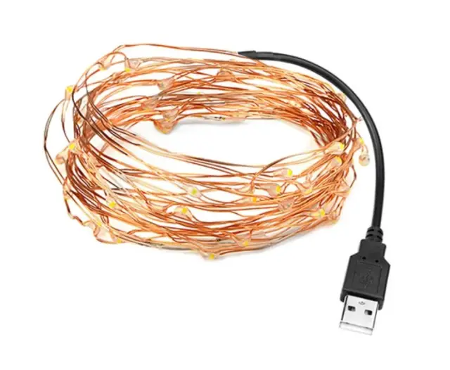 LED lanac, bakarna žica, 10 metara, 100 LED u boji, USB napajanje — šifra 22961 | Kelco