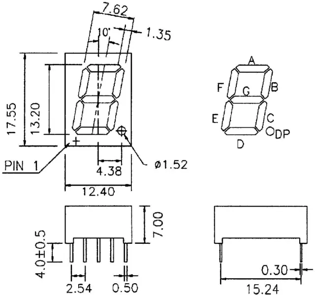 LED Displej, 13mm, anoda, crveni, — šifra 2693 | Kelco — slika 3