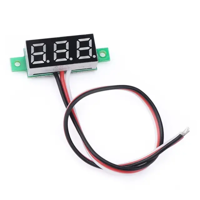 Digitalni zeleni LED voltmetar, DC 3V-32V, tri cifre od 9mm, dve žice — šifra 23885 | Kelco