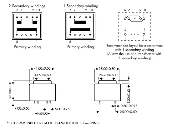 Trafo, 3.2VA, 2 X 12V, 133mA, EI38, PRINT, MT512-2 — šifra 1282 | Kelco — slika 2