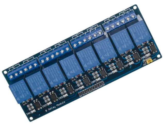 Osmokanalni modul, sa relejima, 12V/10A, sa optokaplerskom zaštitom — šifra 21528 | Kelco