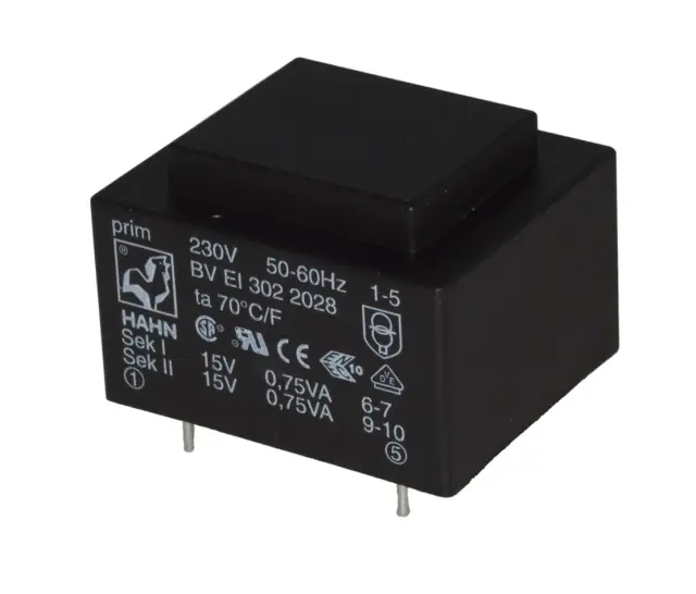 Trafo, 1.5VA, 6V, 250mA, EI30, PRINT — šifra 18480 | Kelco