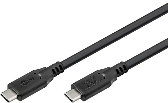 USB-C Cable, USB4, 240 W, 20 Gbit/s, Power Delivery, 1.5 m, 1.5 m, black, Cable Tag - USB-C — šifra 24293 | Kelco