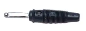 Banana VQ30, 4mm, Hirschman, crna, 16A/60V DC, sa metalnom oprugom, spajanje provodnika lemljenjem — šifra 12010 | Kelco