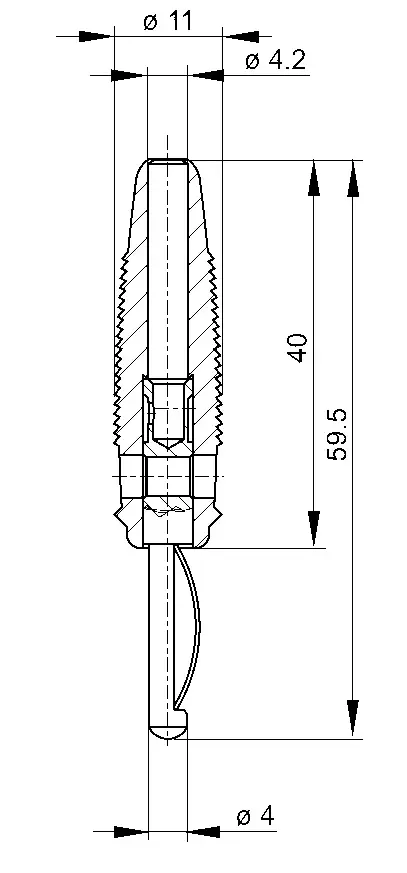 Banana VQ30, 4mm, Hirschman, crvena, 16A/60V DC, sa metalnom oprugom, spajanje provodnika lemljenjem — šifra 12011 | Kelco — slika 2