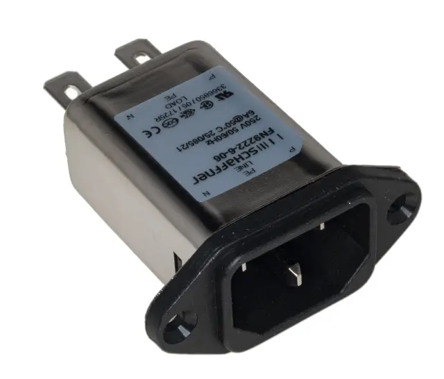 Mrežni filter sa EURO utičnicom, Schaffner IEC filter, FN 9222, montaža na panel, 250V/6A — šifra 24412 | Kelco